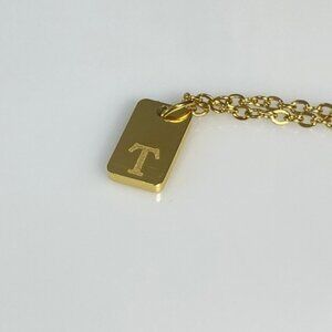 Initial Letter T Tag Necklace